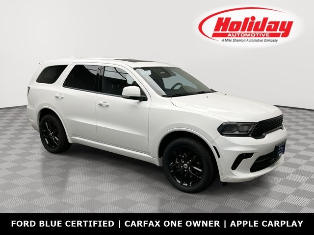 2022 Dodge Durango GT Plus in White Knuckle Clearcoat — front three-quarter view