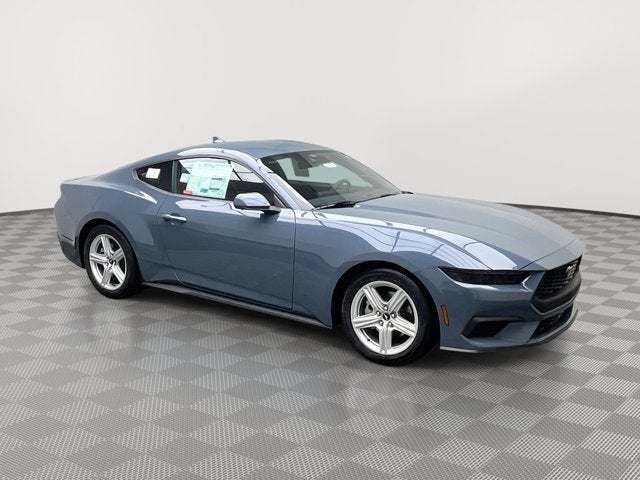 2026 Ford Mustang EcoBoost in Vapor Blue Metallic — front three-quarter view