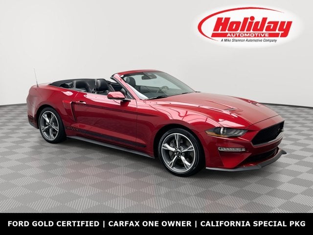 2023 Ford Mustang GT Premium in Rapid Red Metallic Tinted Clearcoat — front three-quarter view