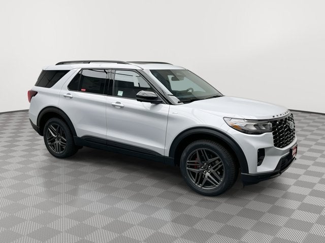 2026 Ford Explorer ST-Line in Space White Metallic — front three-quarter view