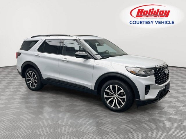 2026 Ford Explorer ST-Line in Space White Metallic — front three-quarter view
