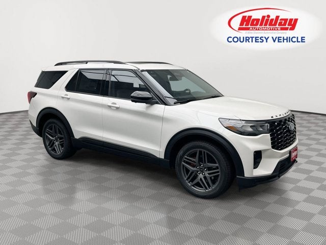 2026 Ford Explorer ST in Star White Metallic Tri-Coat — front three-quarter view