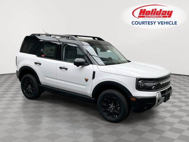 2026 Ford Bronco Sport Badlands in Oxford White — front three-quarter view