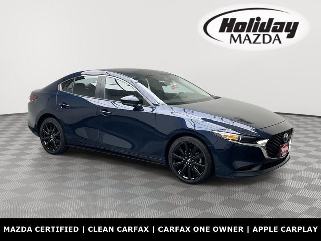 2021 Mazda Mazda3 Sedan Select in Deep Crystal Blue Mica — front three-quarter view