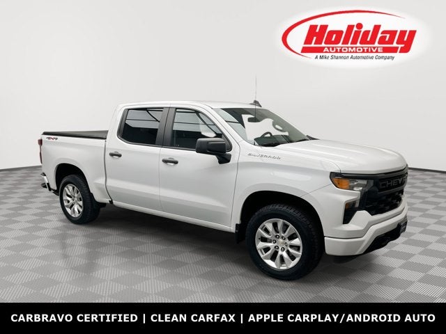 2023 Chevrolet Silverado 1500 Custom in Summit White — front three-quarter view