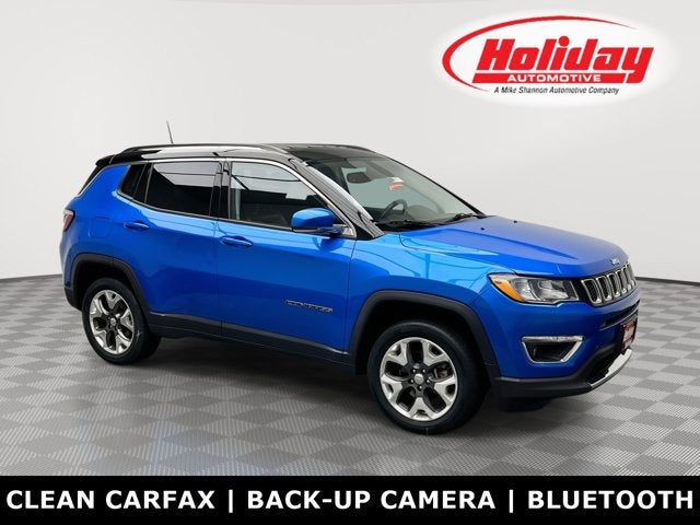 2019 Jeep Compass Limited in Laser Blue Pearlcoat — front three-quarter view