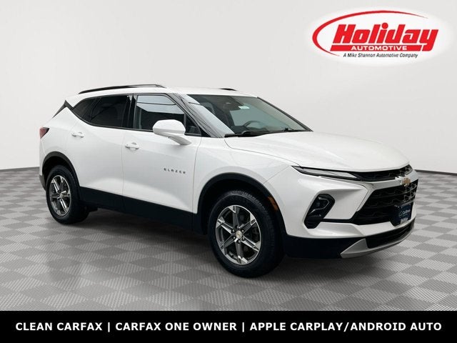2023 Chevrolet Blazer LT in Summit White — front three-quarter view