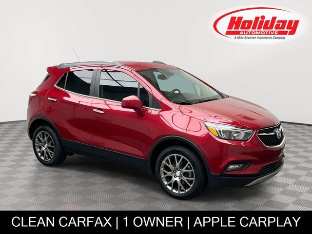2020 Buick Encore Sport Touring in Winterberry Red Metallic — front three-quarter view